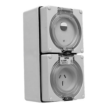 Clipsal - 56 Series, RCD Protected Switched Socket Outlet, 250V, 15A, 3 Flat PIN, IP66, Surface Mount***EMAIL/TEXT FOR PRICING***