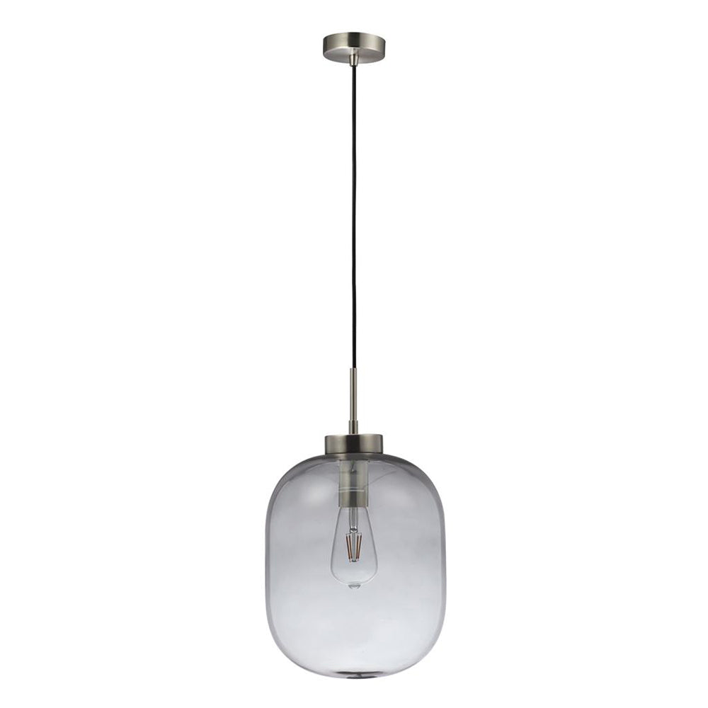 Flaunt Glass Pendant Light Satin Chrome / Smoke