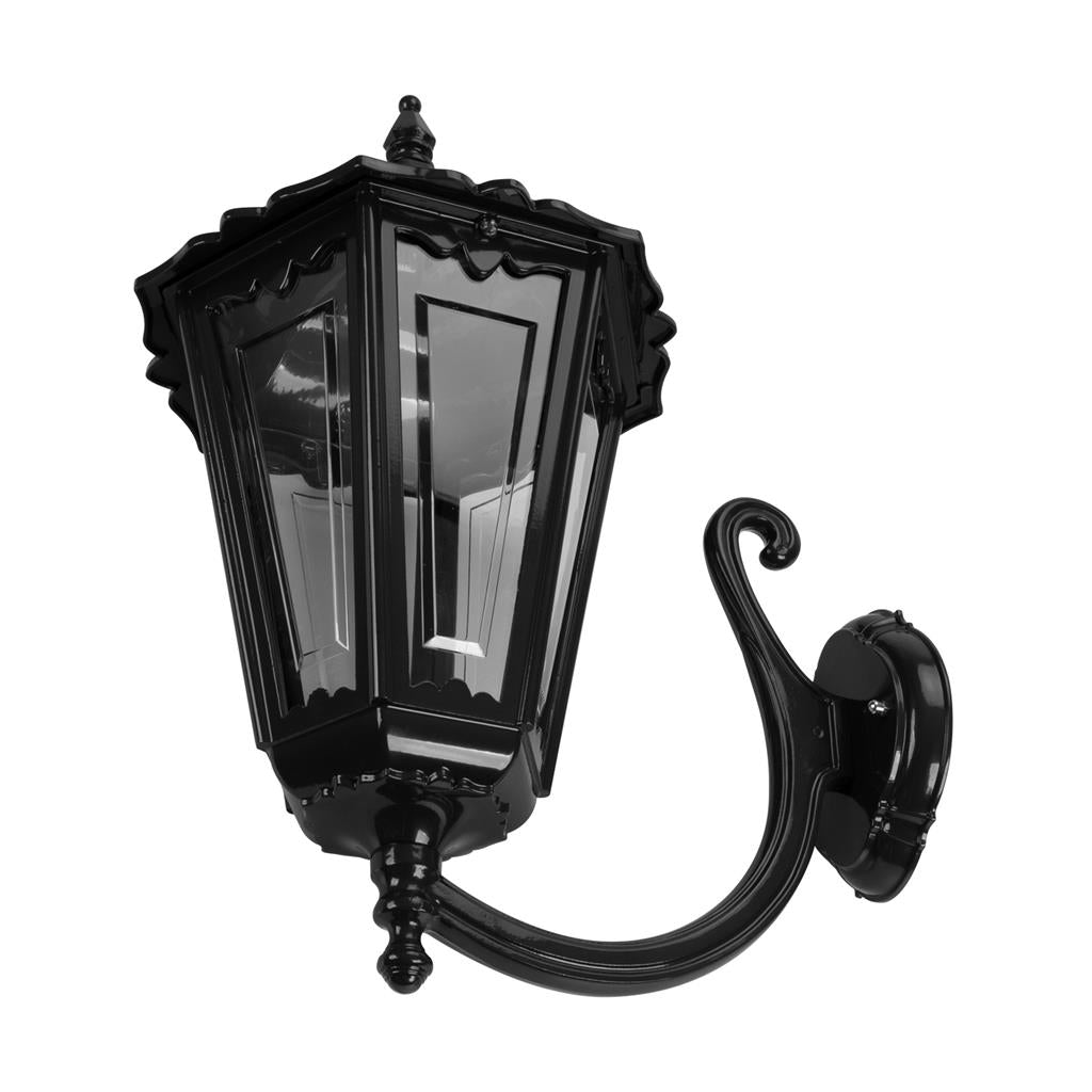 Chester Curved Arm Upward Wall Light Large Black
