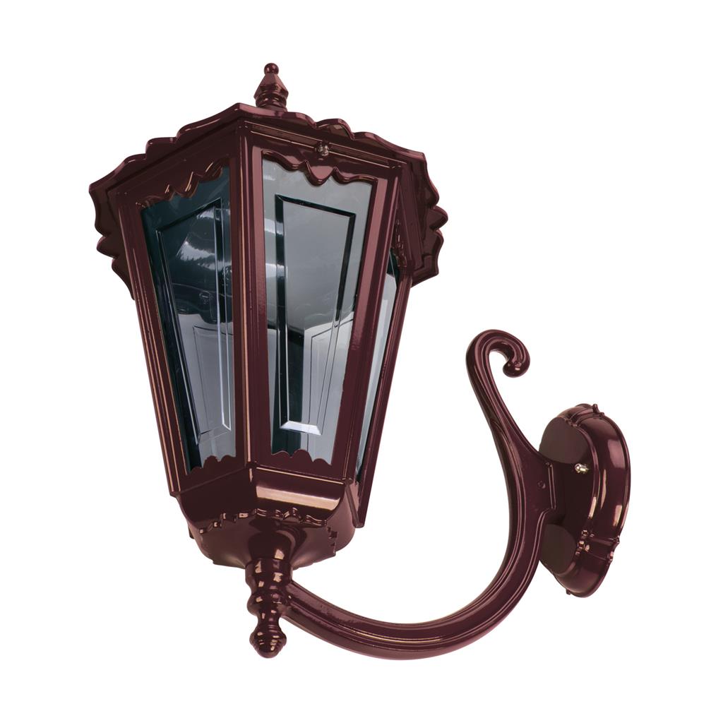 Chester Curved Arm Upward Wall Light Large Burgundy