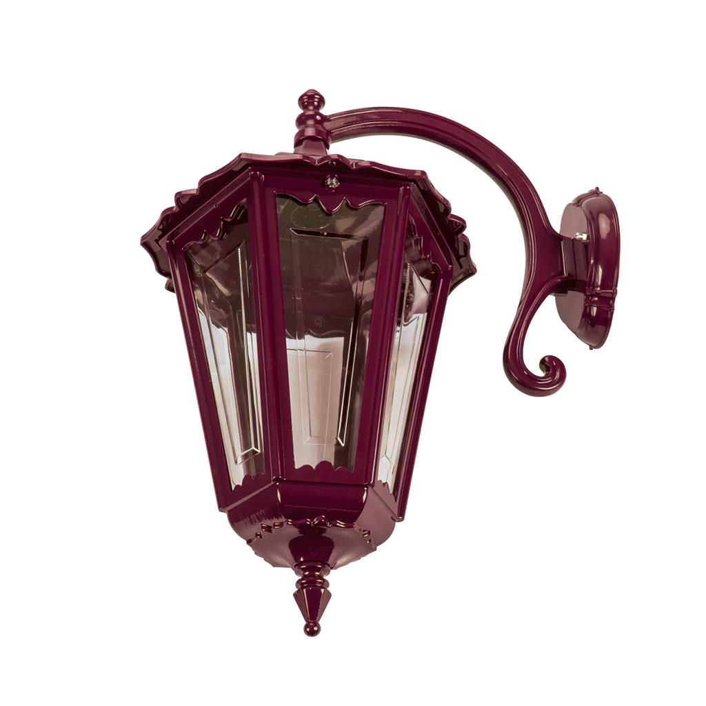 Chester Curved Arm Downward Wall Light Large Burgundy