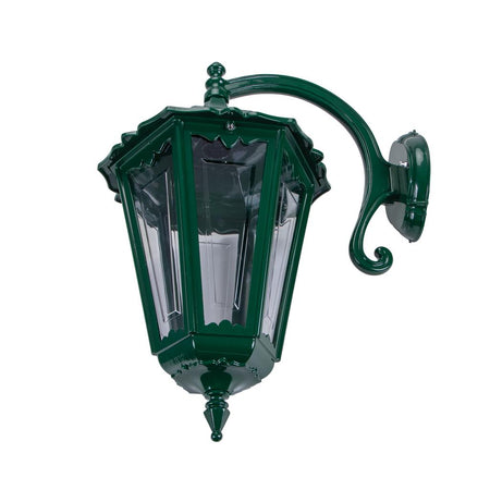 Chester Curved Arm Downward Wall Light Large Green