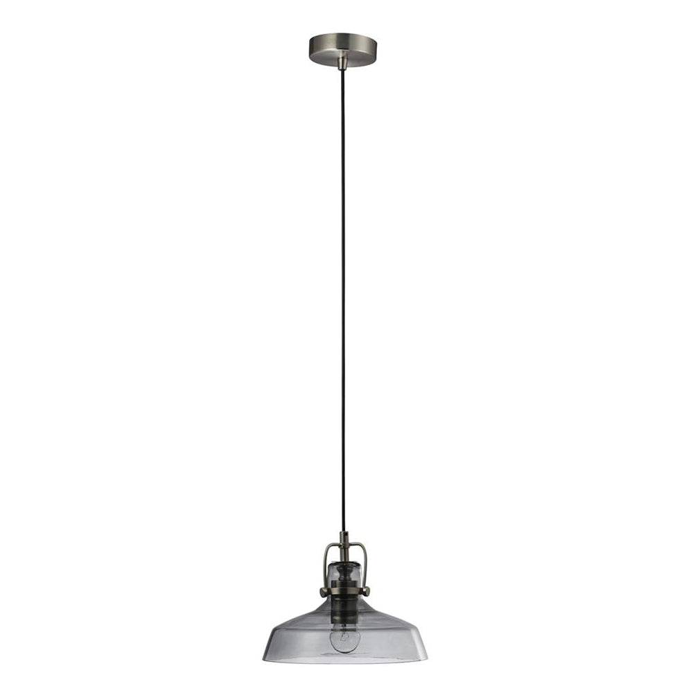 Hoist Glass Pendant Light Satin Chrome / Smoke
