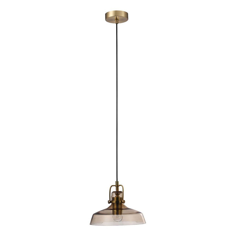 Hoist Glass Pendant Light Antique Brass / Amber