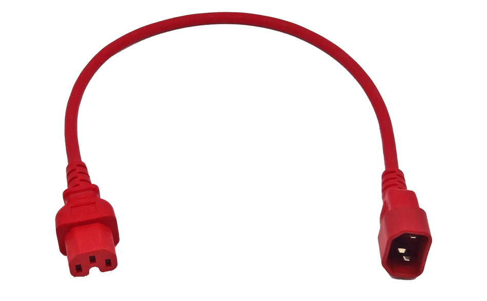 2m IEC C14 to C15 High Temperature Power Cable Red