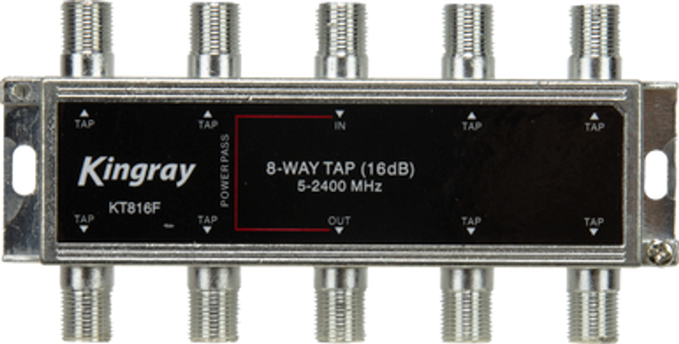 Kingray KT816F 8 Way 16dB Tap, Power Pass Through Port, 5-2400 MHz