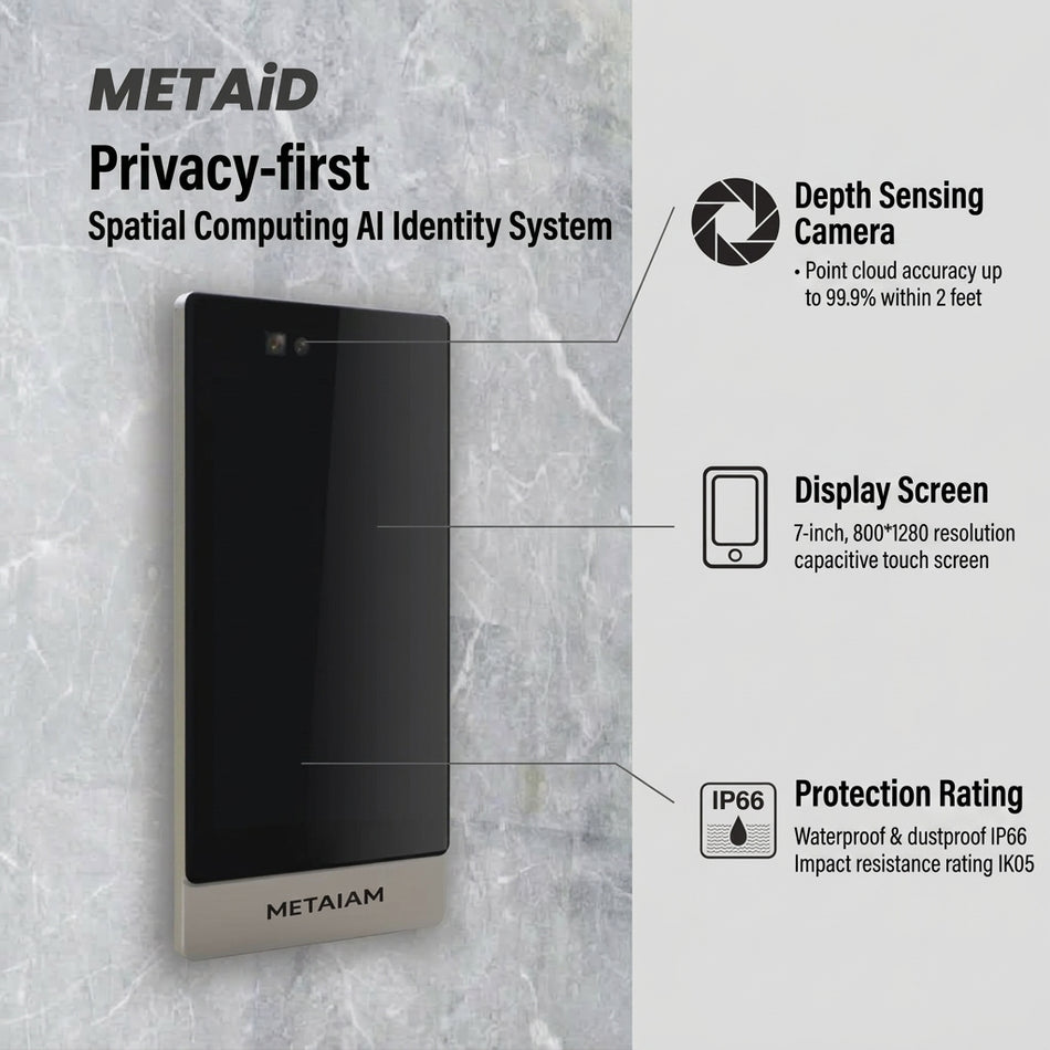 METAiD C7U features: depth sensing camera, 7-inch display, IP66 rating