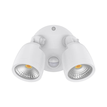 Muro Eco 20W LED Twin Head Polycarbonate Coastal Spotlight With Sensor White / Tri-Colour