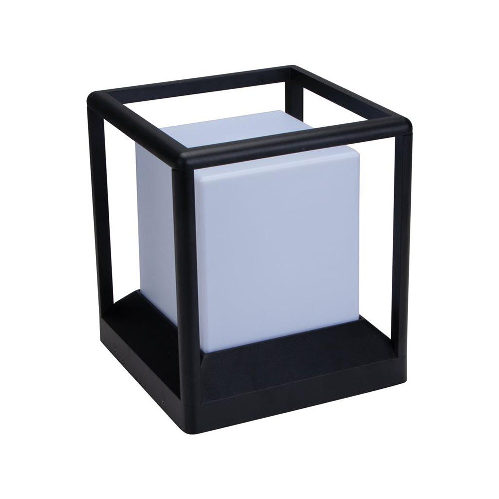 Pilla-Cube Cubed Shaped Exterior Pillar Mount Light Black IP65