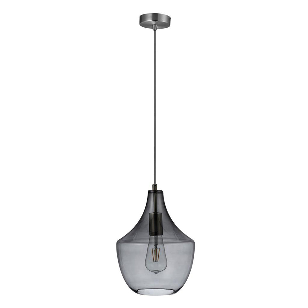 Sail Glass Pendant Light Satin Chrome / Smoke