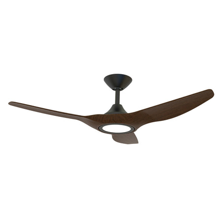 Strike 48" DC 3 Blade Ceiling Fan With 18W Tri-Colour Dimmable LED Black / Walnut