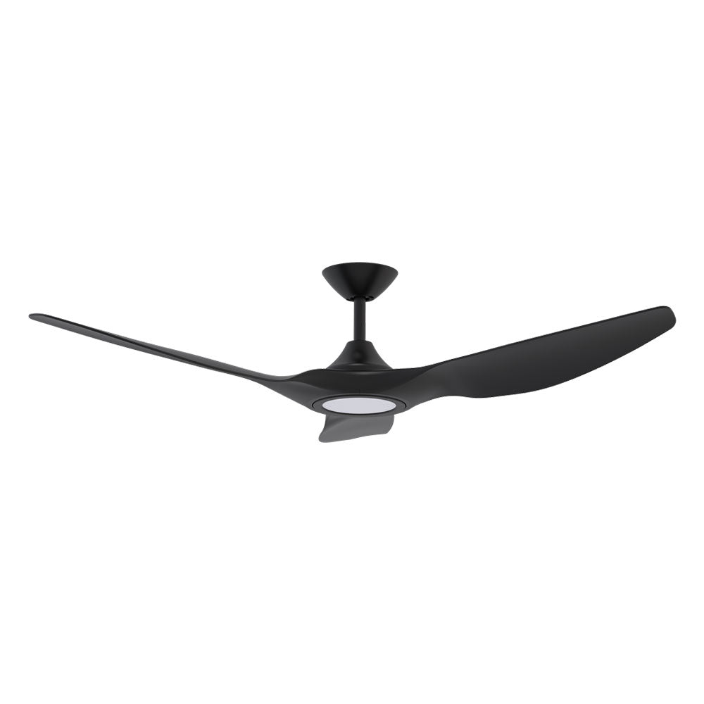 Strike 60" DC 3 Blade Ceiling Fan With 18W Tri-Colour Dimmable LED Black / Black