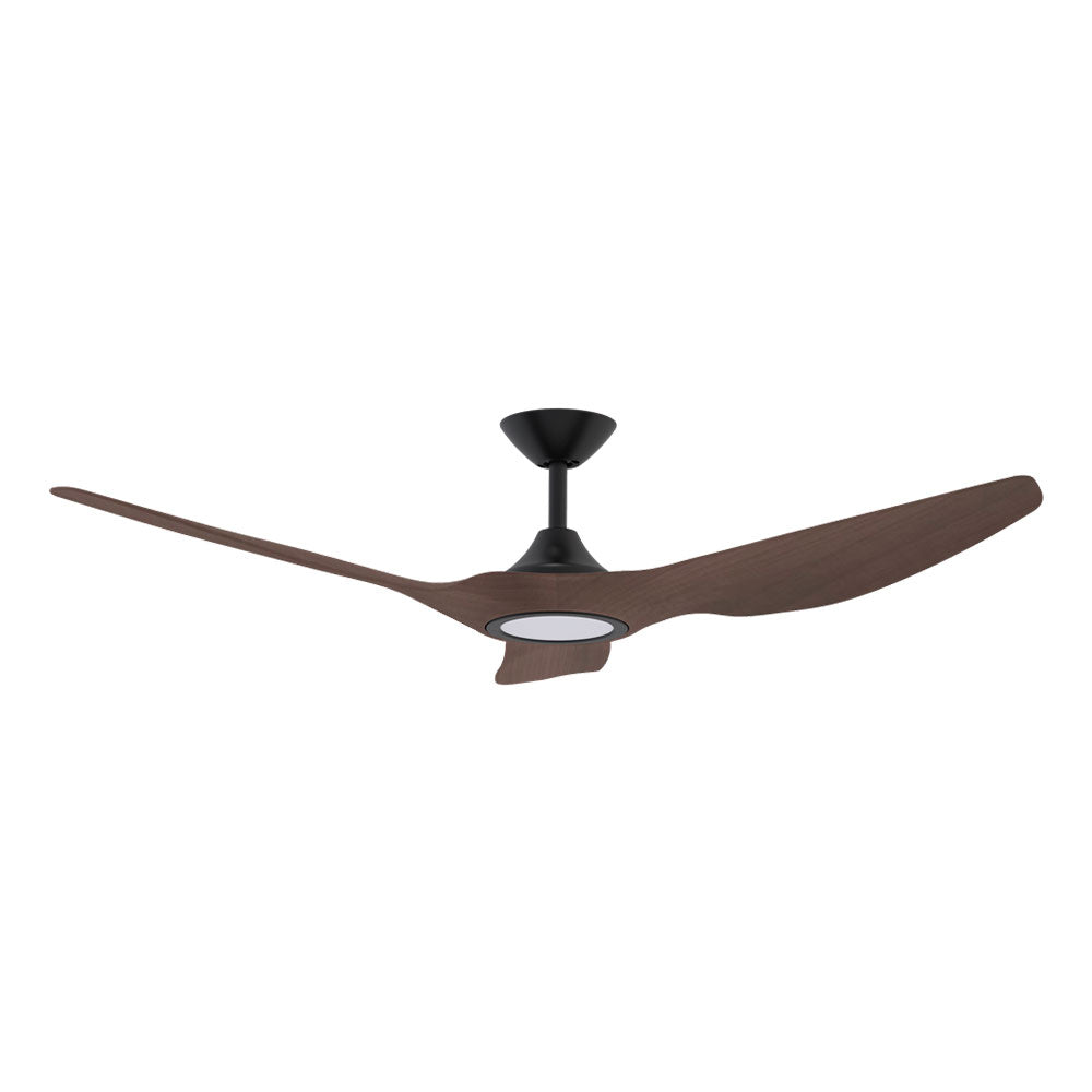 Strike 60" DC 3 Blade Ceiling Fan With 18W Tri-Colour Dimmable LED Black / Walnut