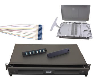FIBRE-OPTIC-SLIDING-ENCLOSURE-with-24-LC-OS2-ADAPTORS,-PIGTAILS-and-SPLICE-CASSETTE