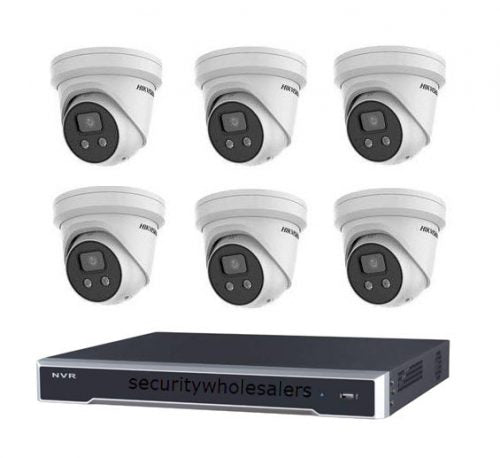 6MP 8CH Hikvision CCTV 套件：6 个室外转塔摄像机，带 Acusense + 8CH NVR