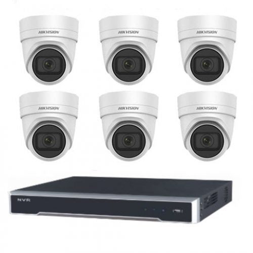 8MP 8CH Hikvision CCTV 套件：6 x 户外 Acusense 电动 VF 炮塔 + 8CH NVR