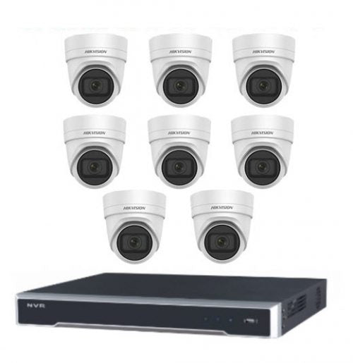 8MP 8CH Hikvision CCTV 套件：8 x 户外 Acusense 电动 VF 炮塔 + 16CH NVR