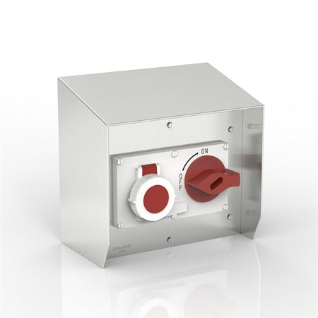 SOC-EURO-F | 15° Sloping Roof Enclosure with Mennekes Interlocked Switch & Socket