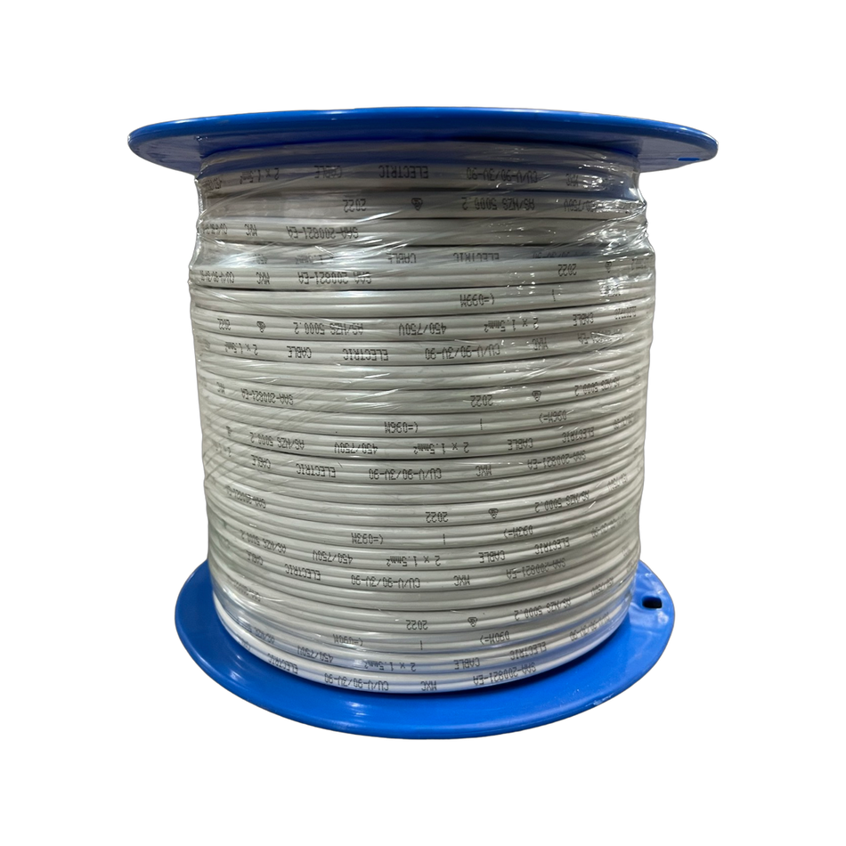 1.5mm² Twin & Active Flat Cable Red White 100m/Drum