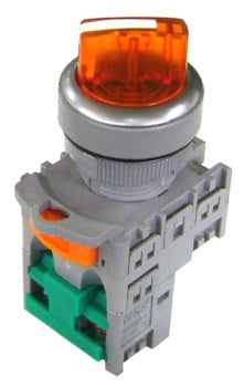 24V AC/DC LED 2pos.illum.short selector - Orange c/w 1 N/O contact