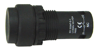 Monobloc Raised Pushbutton c/w 1n/o 1n/c - Black
