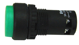 Monobloc Raised Pushbutton c/w 1n/o 1n/c - Green