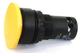 Monobloc Mushroom Pushbutton c/w 1n/o 1n/c - Yellow